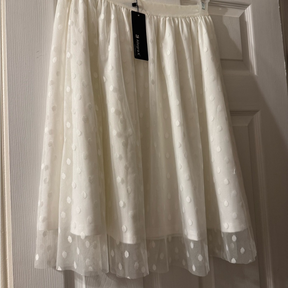 Elegant White Polka Dot Skirt